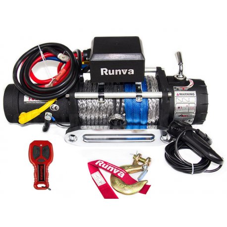 Швидкісна лебідка 12V Runva EWX-Q 9500lbs EVO (Синтетичний трос / Ручний розпуск)