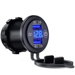 Універсальна автомобільна USB-розетка QC3.0 36W з вольтметром 12-24В
