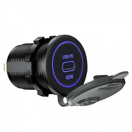Врезная зарядка USB-C PD 45 Вт для ноутбуков и смартфонов (12-24В)