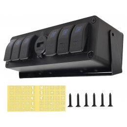 Універсальна панель тумблером в алюмінієвому корпусі з USB QC 3.0 та вольтметром (12-24В)