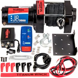 Лебедка 12в Titanium ATV J8 3000 для квадроцикла (Синтетический трос)
